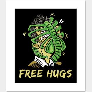 Free Hugs face hugger Posters and Art